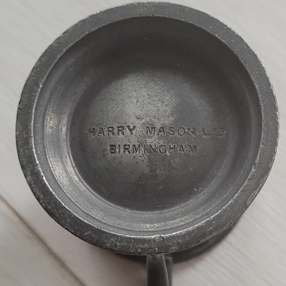 Harry Mason Ltd  Birmingham Pewter Mug 1/6 Gill English Tankard Measure Stamped